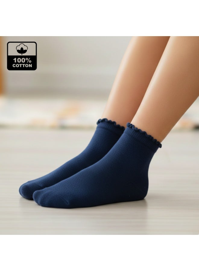 بيير دونا جوارب طويلة للبنات عبوة 6 قطع – ألوان متعددة كحلي / أبيض / أسود | مزيج قطن ناعم | قابلة للتنفس ومرنة لراحة فائقة | للمدرسة والاستخدام اليومي | العمر 10–12 سنة - Image 5